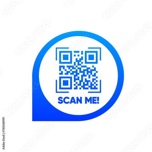 Scan Me. QR code scan for smartphone. Qr code label. QR code for mobile app, payment and phone. Vector illustration.
