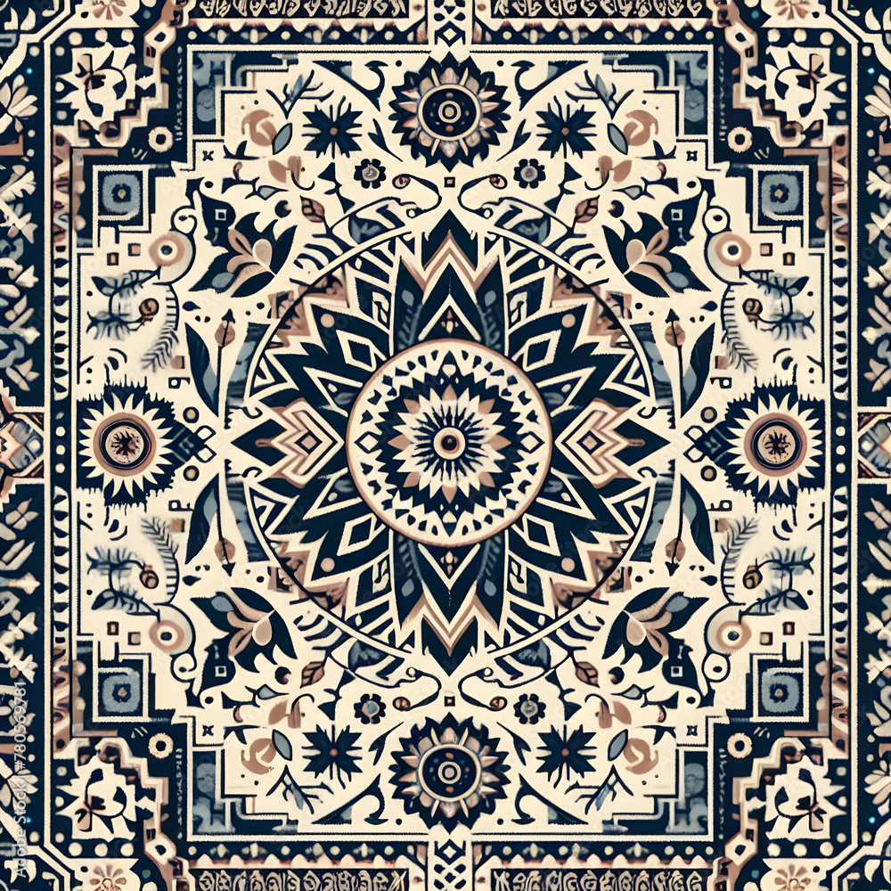 Fototapeta Seamless Ethic Pattern Tribal Motifs Inspired by African and Nomadic Carpets and Rugs. Can be used as background, backdrop, textiles or illustration vector.
