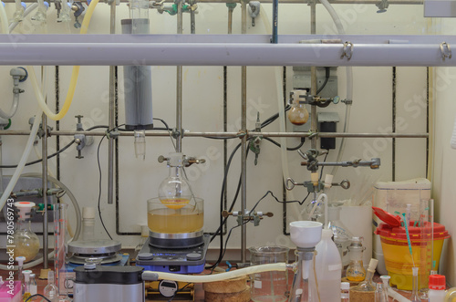 Use of inert gas in a chemical laboratory.