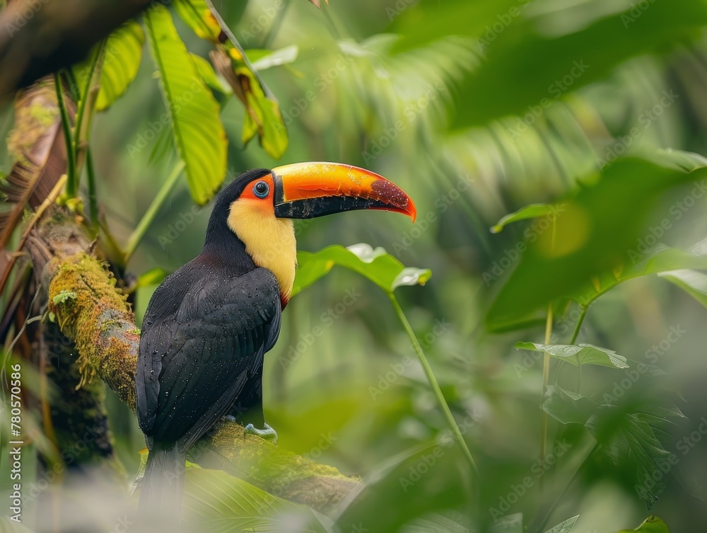 Fototapeta premium Discover rare birds in a lush reserve as nature enthusiasts indulge in bird watching.