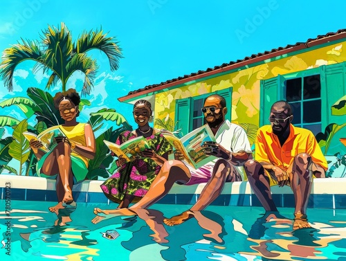 Colorful painting of a grou...