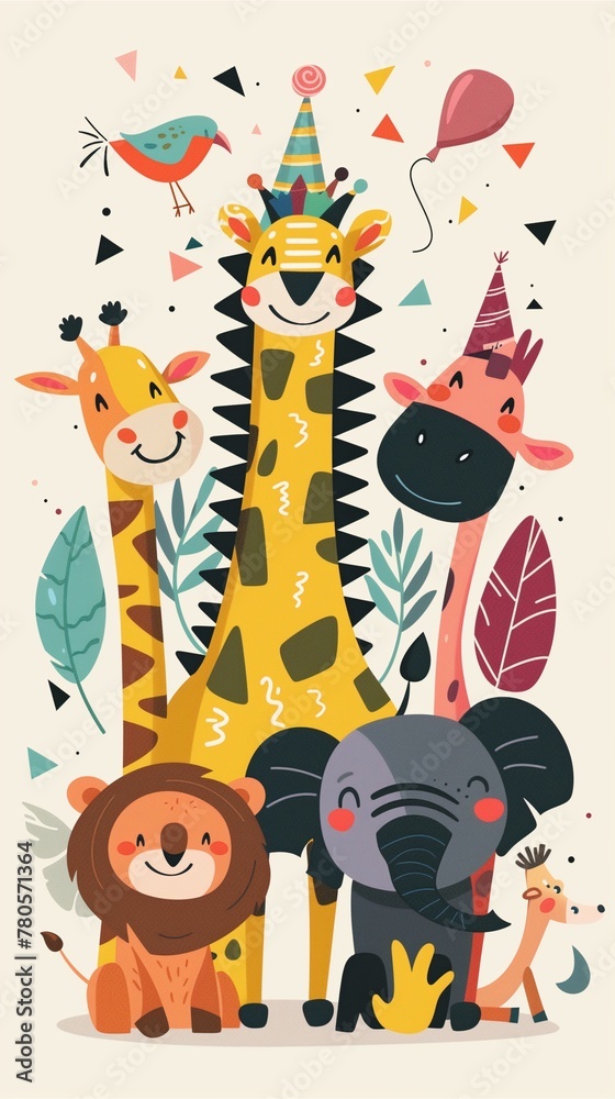 The zoo animals are letting loose in a lively rave party, radiating mischief, sophistication, and pure joy.