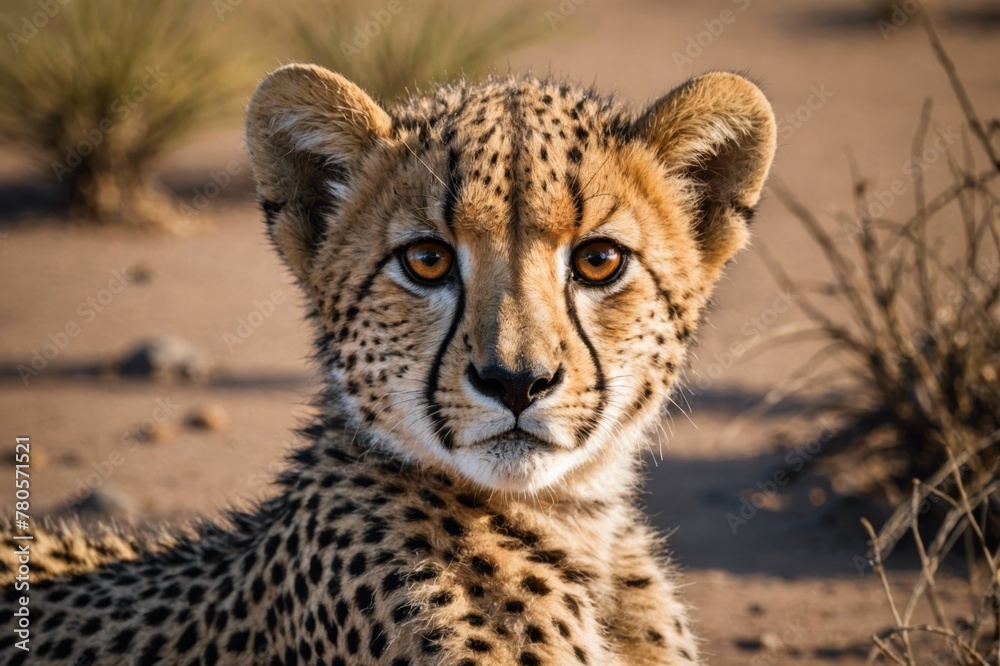 Portrait of cheetah cub in Namibia Portrait of cheetah cub in Namibia
