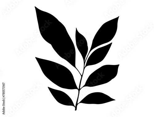 Branch with leaves silhouette vector art