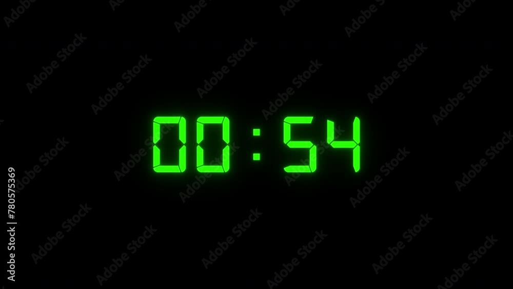 60 Seconds Digital Clock Countdown Timer - Minutes, Seconds, Milliseconds, 3D Render 60 Seconds Digital Clock Countdown Timer - Minutes, Seconds, Milliseconds, 3D Render