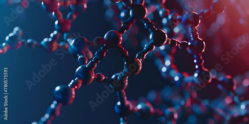 Molecule structure on blue background Organic Compounds Molecular Structure with Diverse Atoms and Bonds photo