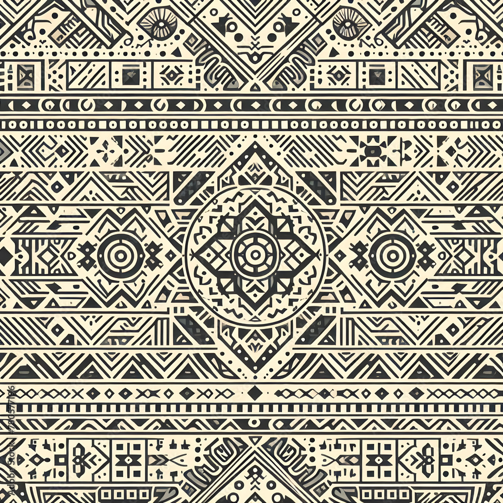 Seamless Ethic Pattern Tribal Motifs Inspired by African and Nomadic Carpets and Rugs. Can be used as background, backdrop, textiles or illustration vector. Seamless Ethic Pattern Tribal Motifs Inspired by African and Nomadic Carpets and Rugs. Can be used as background, backdrop, textiles or illustration vector.