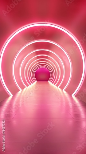 A breathtaking neon vortex tunnel overwhelms the senses, creating an otherworldly, captivating environment that captivates the viewer's attention.