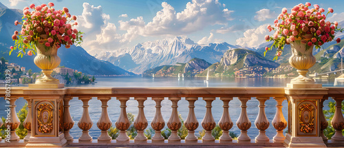 Italian Idyll: The Reflective Beauty of Lake Como, Embracing the Harmony of Nature and the Grandeur of Lakeside Villas photo