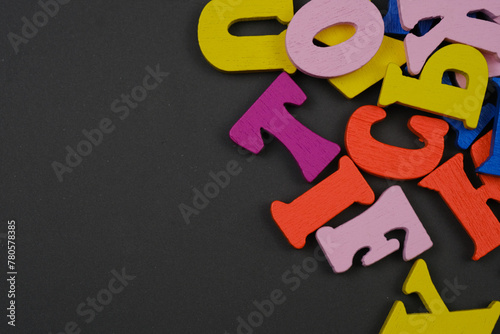 Pile of Cut Out Letters on Table, School Concept, Education Banner 
