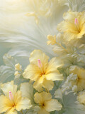 artistic illustration of romantic yellow hibiscus flower in ethereal dreamy romantic painting style 