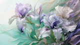 artistic illustration of romantic purple iris flower in ethereal dreamy painting style 