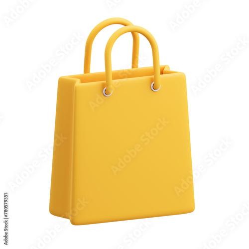 3D Icon of Yellow Shopping Bag for Retail and E-commerce