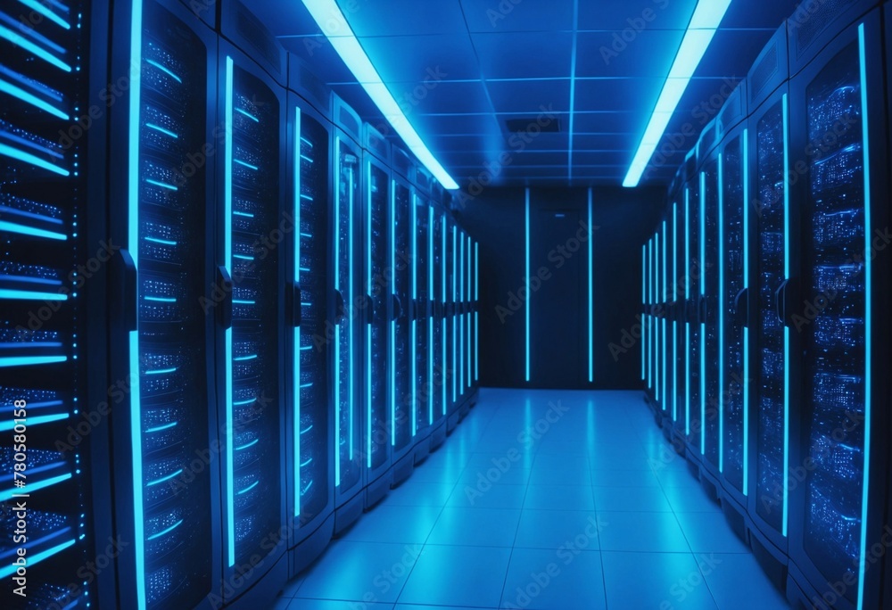 Futuristic server room design with advanced server racks for optimal 