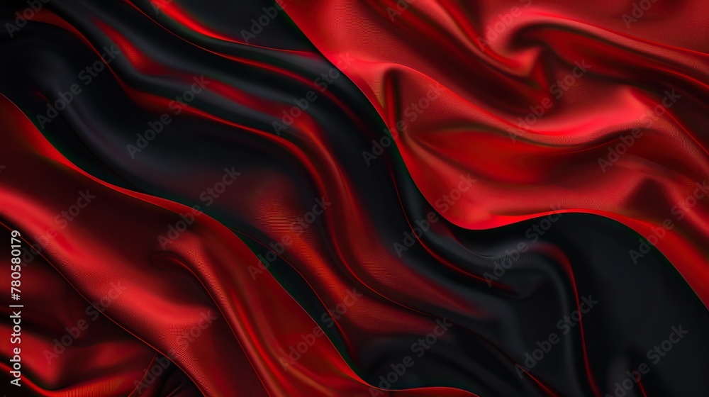 Abstract flowing black and red fabric texture