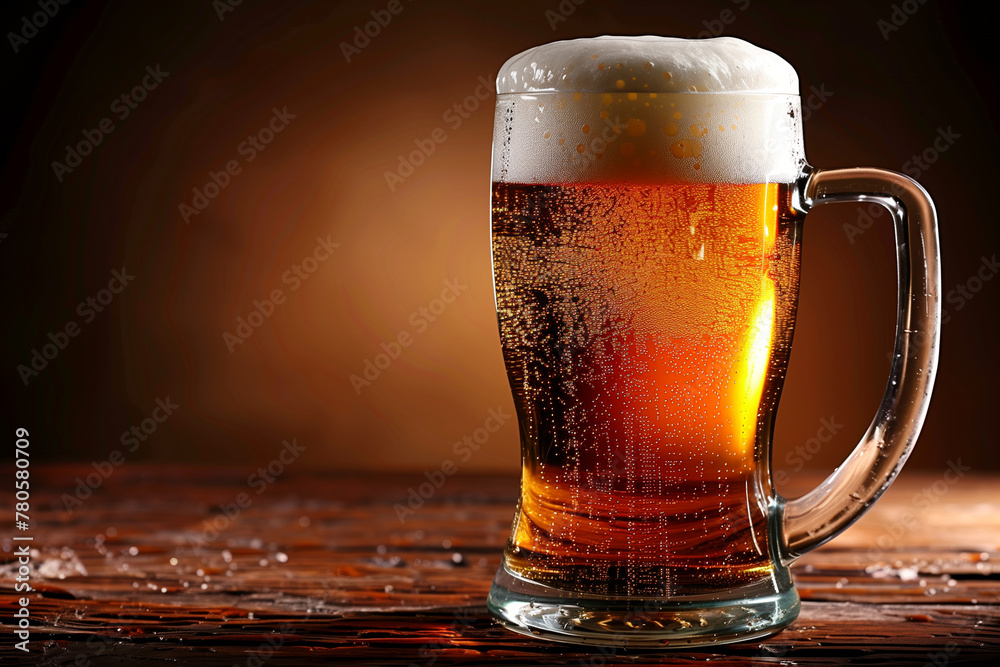 glass of beer on wooden table glass of beer on wooden table