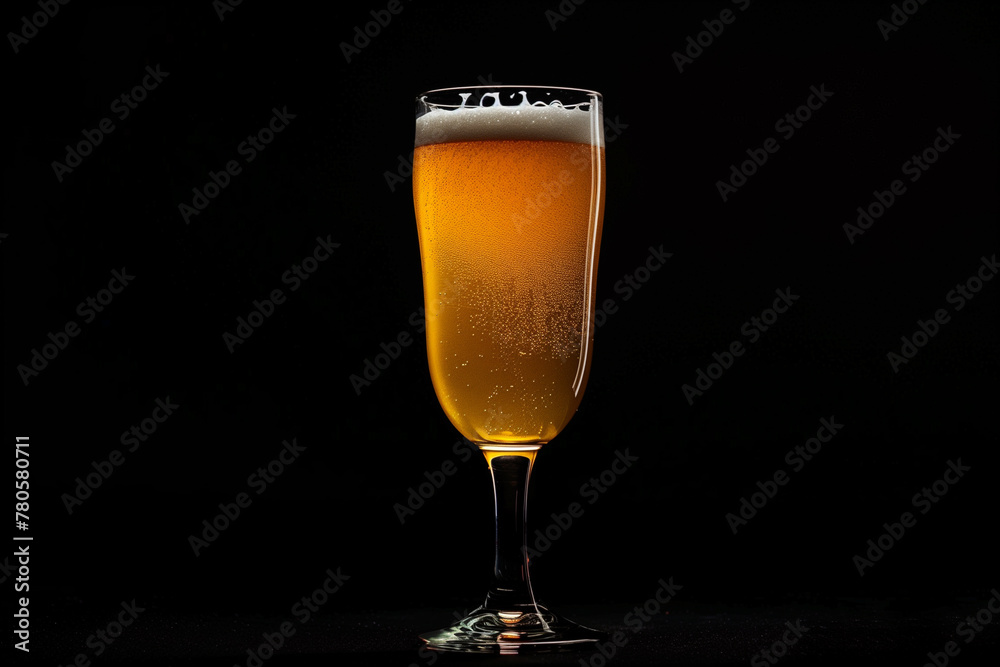 glass of beer on black background - obrazy, fototapety, plakaty 