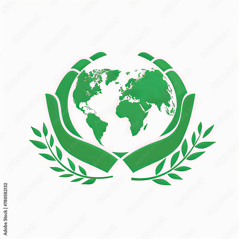 Logo on white background earth in hands. Concept of World Earth Day. Logo on white background earth in hands. Concept of World Earth Day.