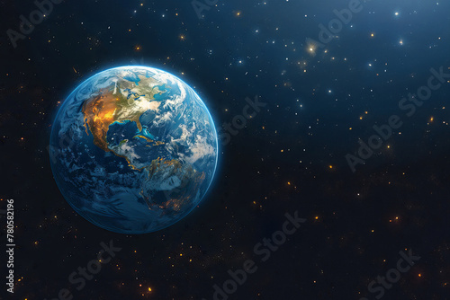 Planet earth illustration in outer space. Generative AI