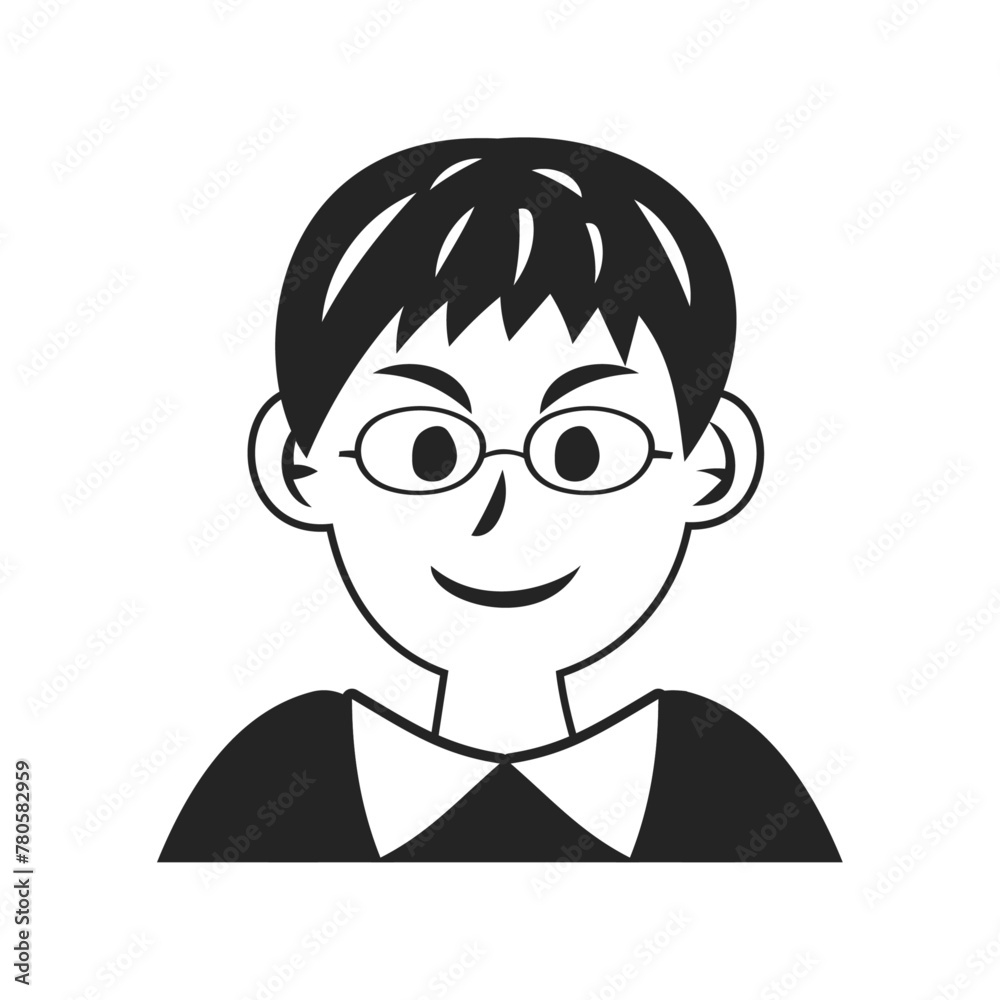 眼鏡をかけた男の子の顔。フラットなベクターイラスト。
Boy's face wearing glasses. Flat vector illustration. 眼鏡をかけた男の子の顔。フラットなベクターイラスト。
Boy's face wearing glasses. Flat vector illustration.