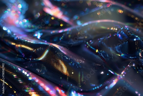 close-up holographic crumpled fabric photo