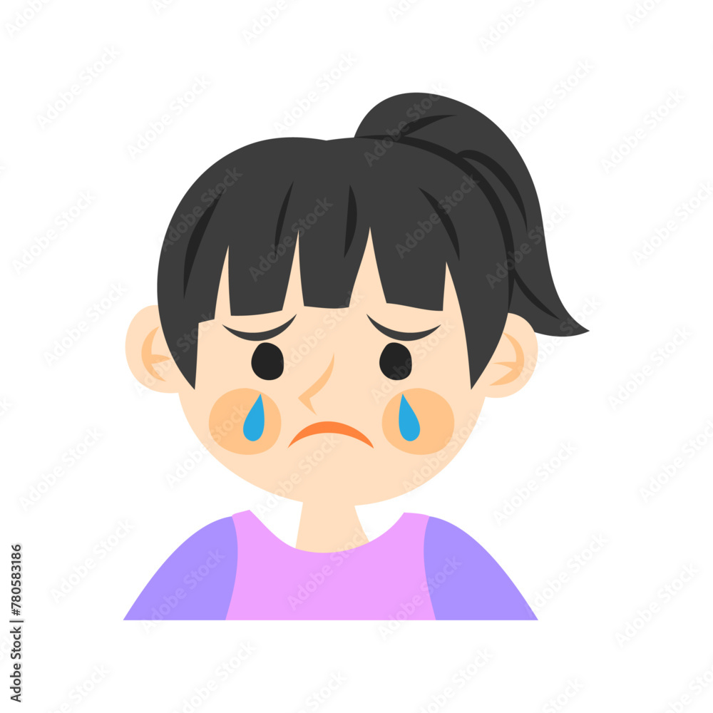 泣くポニーテールの女の子の顔。フラットなベクターイラスト。
Crying girl's face with a ponytail. Flat vector illustration. 泣くポニーテールの女の子の顔。フラットなベクターイラスト。
Crying girl's face with a ponytail. Flat vector illustration.