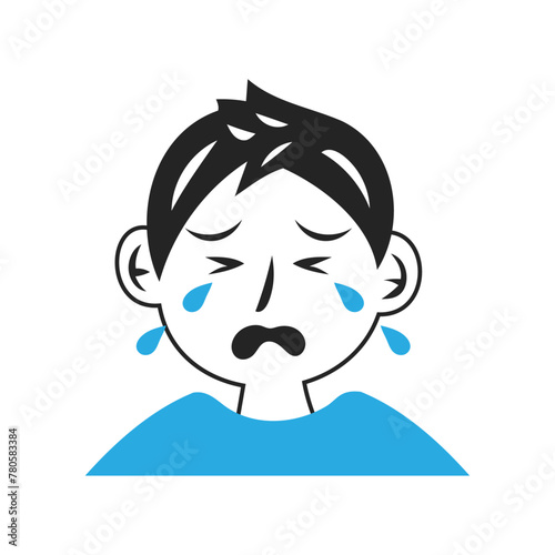 泣く男の子の顔。シンプルなベクターイラスト。
Crying boy’s face. simple vector illustration.