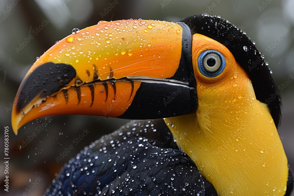 Fototapeta premium Close-Up of a Toucan Bird With Water Drops