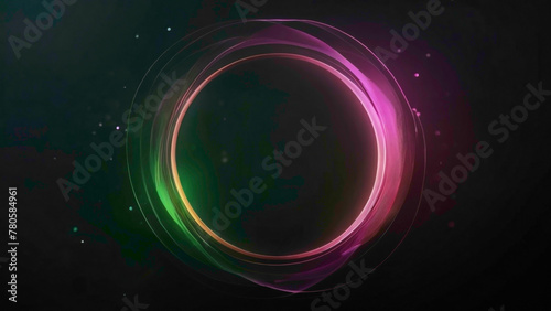 red and blue concentric Circes wrapped around each other in the form of double helix with dark gradient background with light shade of the green and white circle abstract blurry circles with lights 