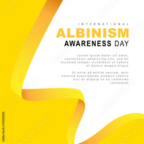 Concept of a banner for the International Albinism Awareness Day. Yellow ribbon - symbol of a rare genetic disease.