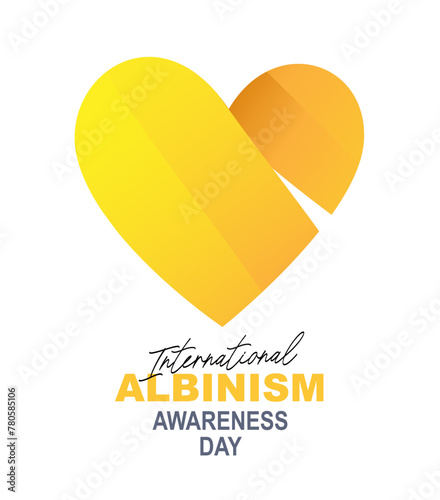 Heart with yellow ribbon inside. International Albinism Awareness Day. Symbol of a rare non-contagious genetic inherited condition.