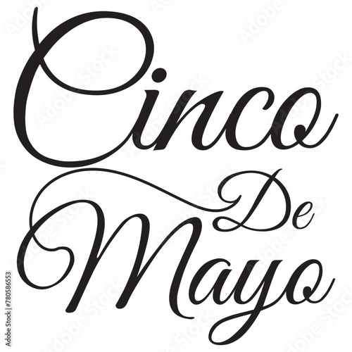 Cinco de Mayo handwritten lettering.  Vector illustration isolated on white background.