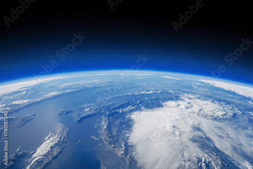 Space view of Earth universe. View of the earth's horizon from space