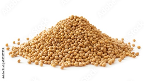 Heap of soybeans isolated on white background
