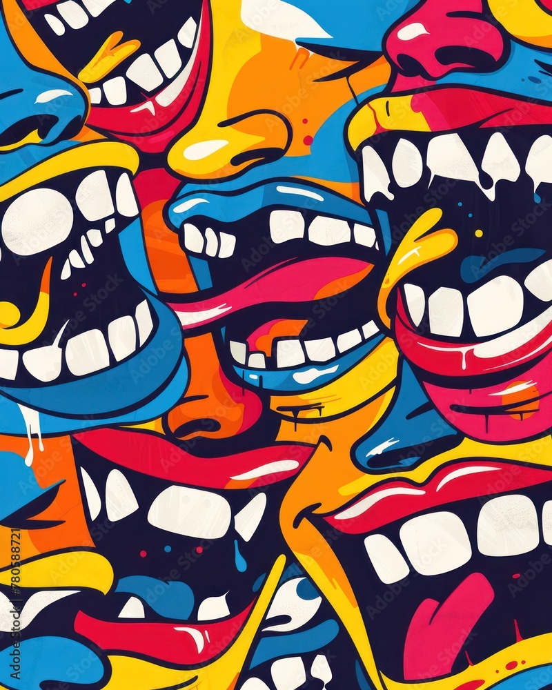 Pop Art representation of laughing brushes Pop Art representation of laughing brushes