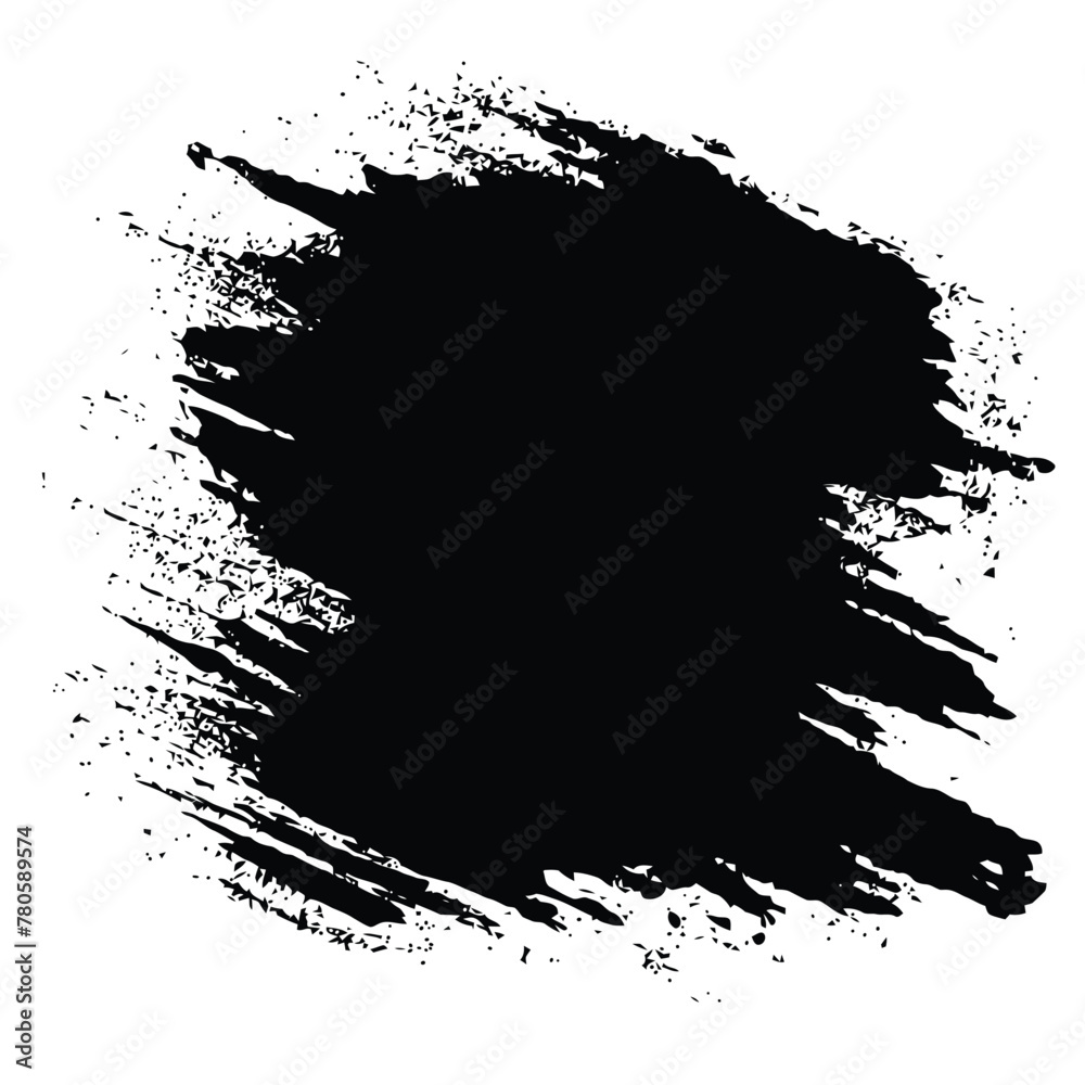 Grunge background. Brush black paint ink stroke on white background. Vector illustration