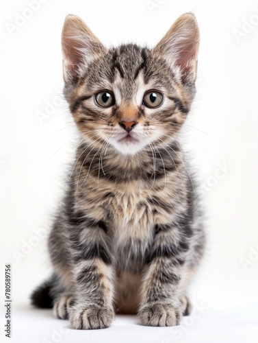 Сurious kitten exploring its surroundings, with wide eyes and alert ears © 3DLeonardo