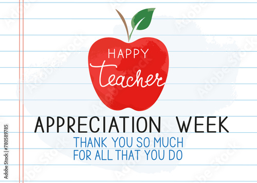 Happy Teacher Appreciation Week school banner. Thank you so much for all that you do.  photo