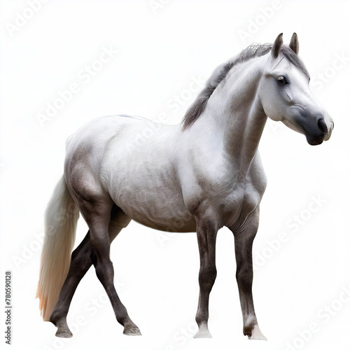 The bay horse isolated on white.with Generative AI technology © Motionic Studio