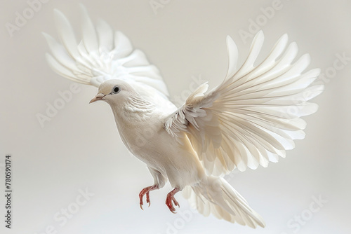 A bird with outspread wings against a white backdrop