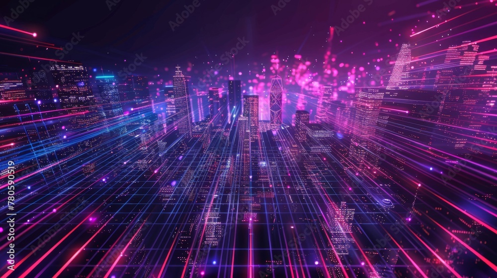 future unfolded as digital skyscrapers formed the backdrop to a stunning flight animation