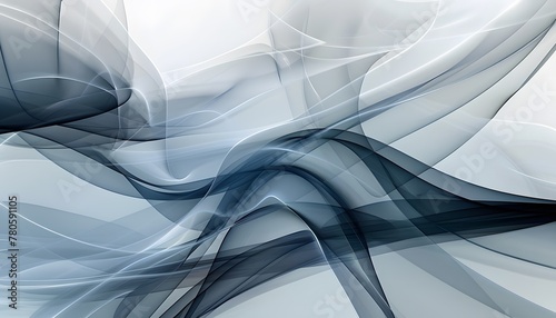 Blue and white abstract background with soft waves and smooth lines. © Maksym