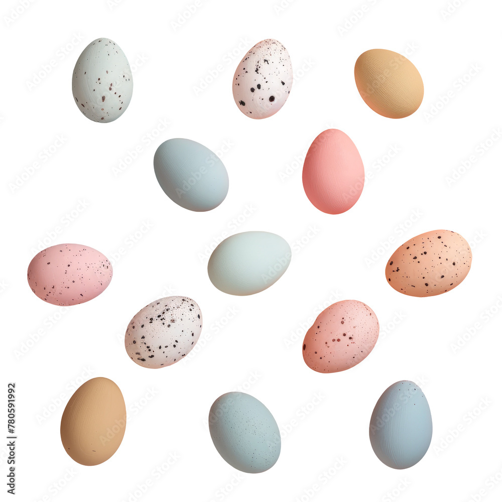 Vibrant eggs contrast against transparent background in artistic display Vibrant eggs contrast against transparent background in artistic display
