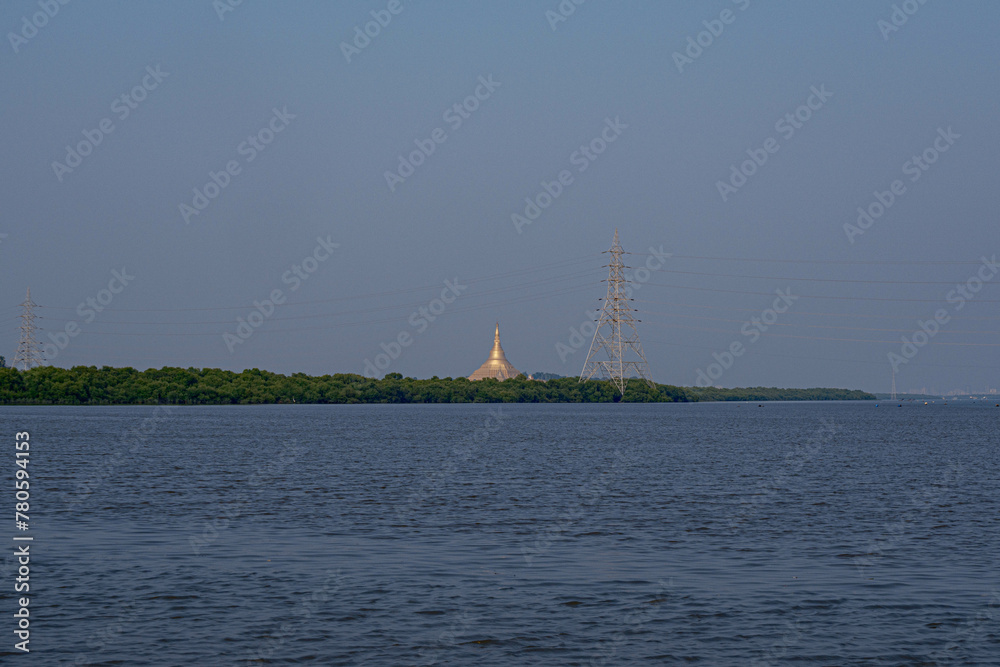 Global Vipassana pagoda in Mumbai from afar Global Vipassana pagoda in Mumbai from afar