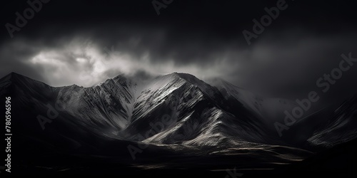 Amazing black and white photography of beautiful mountains and hills with dark skies landscape background view scene © Graphic Warrior