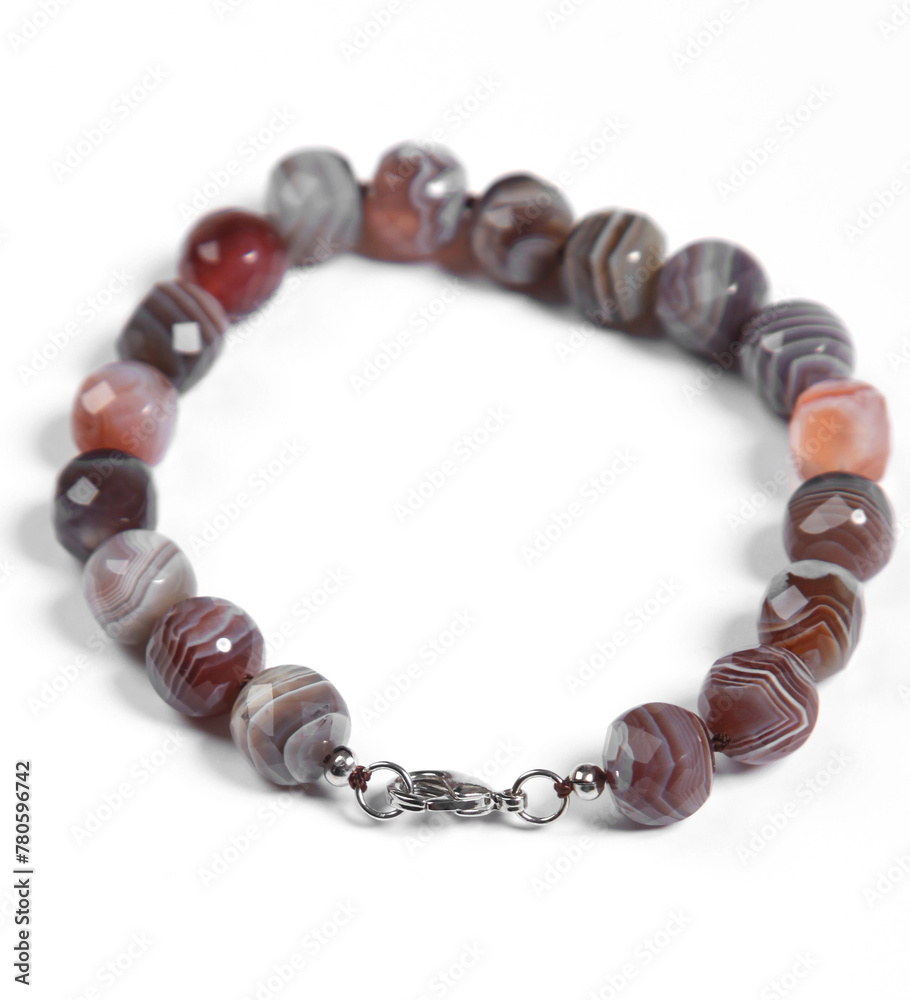 Obraz premium Isolated bracelet with lucky quartz stone on white background , unisex accessories, believe leading the happiness and lucky, protection of the danger or unlucky things, magic horoscope believe
