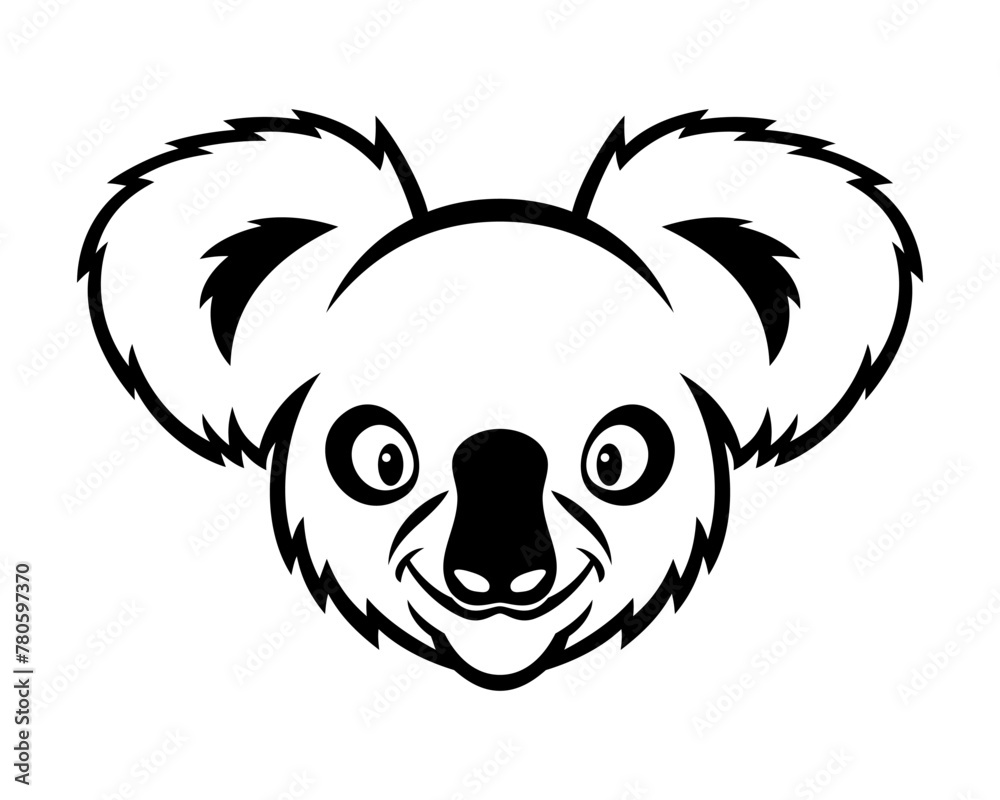 Obraz premium Icon cute animal koala smiling on white background.