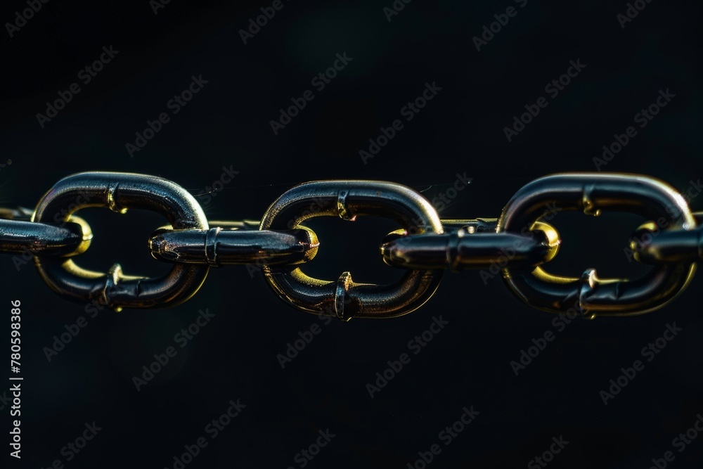 Obraz premium Detailed Close-Up of a Gold Chain on Black Background