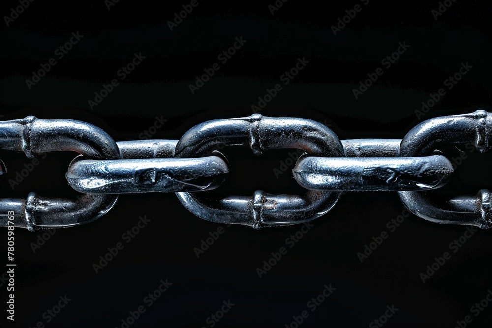 Close Up of Metal Chain on Black Background Close Up of Metal Chain on Black Background