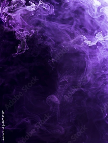 Billowing waves of smoke in various shades of purple create a stunning, mysterious atmosphere on a dark background.